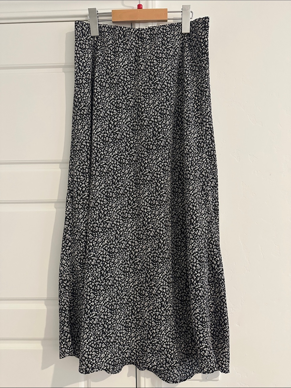 Black and White Floral Midi Skirt